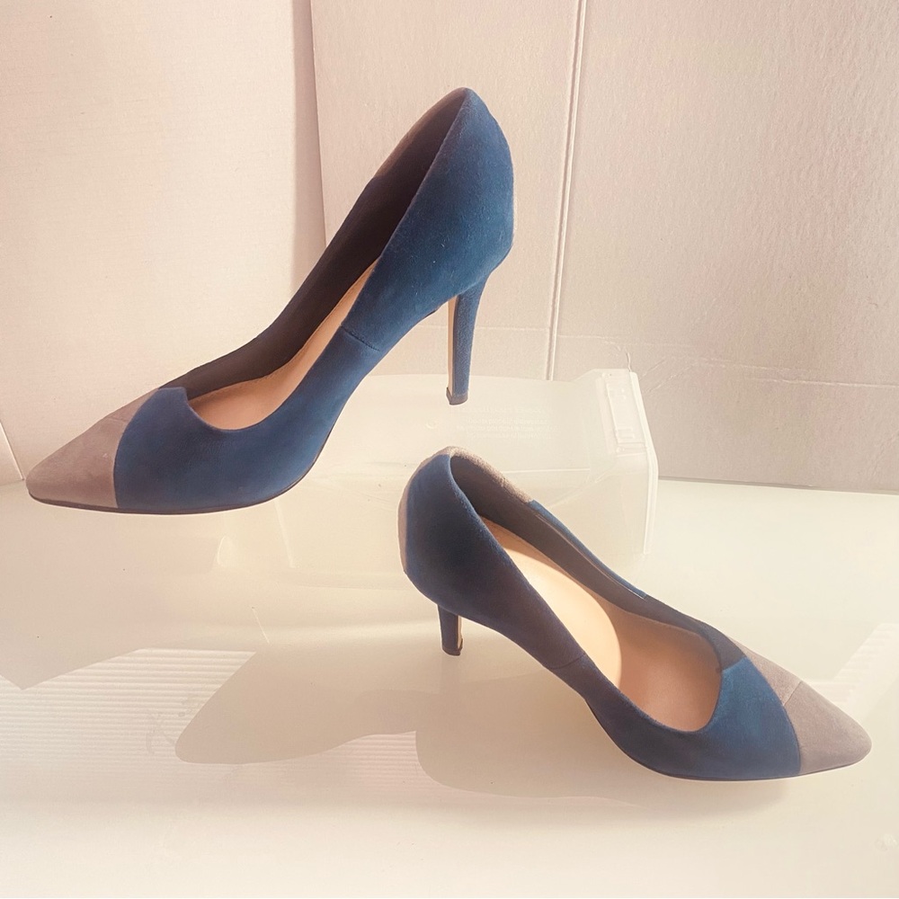 MICHAEL Blue/Gray /Black Suede Stiletto Size 81/2 Pointed Toe Dress shoes